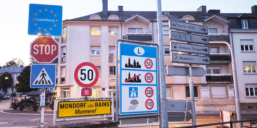 Entrée au Luxembourg à Mondorf-les-Bains depuis la France